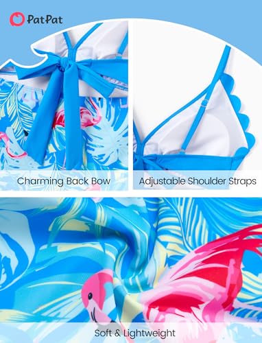Image of PATPAT Mommy and Me Matching Swimsuit：One Piece V Neck Bathing Suits Leaves Printed Family Swimwear Matching Set