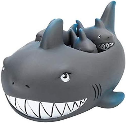 Familia de tiburones de caucho, amigos para la tina. Juguete para tina flotante.