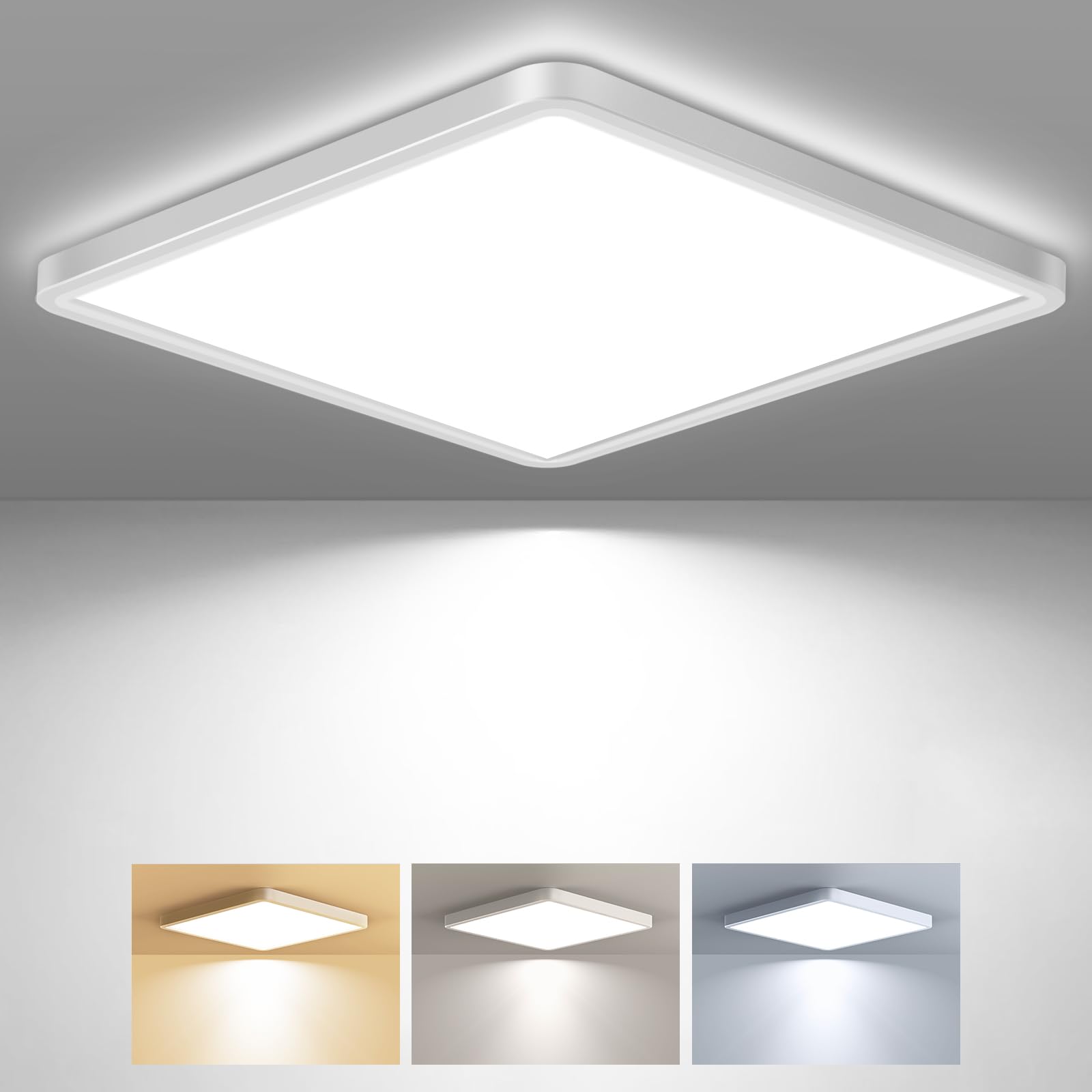 slochi LED Ceiling Light, 3000K/4000K/6500K 3 Color Temperature, IP54 Waterproof Bathroom Light