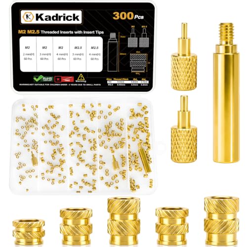 Image of KADRICK 300PCS M2 M2.5 Heat Set Inserts Kit,M2*3 /4 /5mm*3mm M2.5*3 /4mm*3.5mm