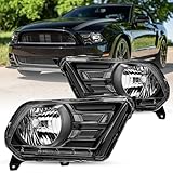 JSBOYAT Headlight Assembly Replacement for 2010-2014 Ford Mustang Headlamp Driver & Passenger Side (Black Housing with Clear Reflector)