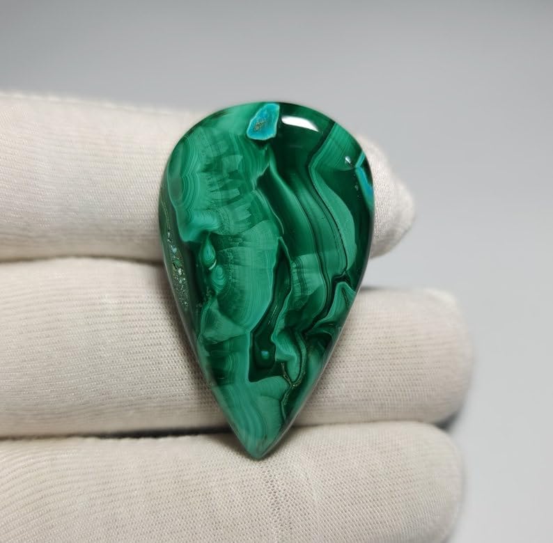 Pierre gemme malachite 40x23x6mm sans perçage pour sertissage