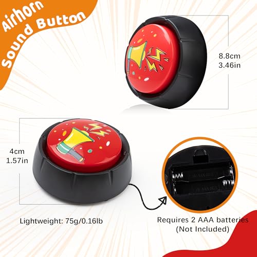 Image of MyMealivos Air Horn Sound Button - Hip Hop Button for Hype up Office, Warm up Patry, Prank Noise Maker