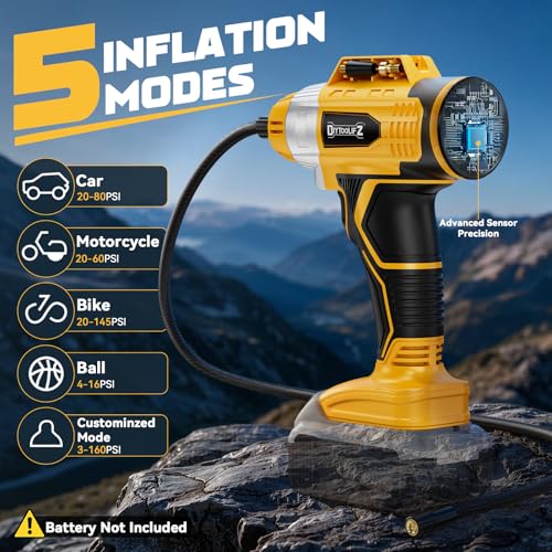 Image of 2X Faster 160PSI Cordless Tire Inflator Compatible with Dewalt 20V Battery
