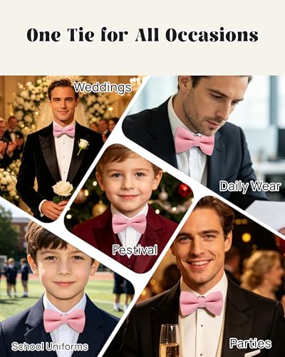 Image of WELROG Classic Pre-Tied Bow Tie for Children & Adults Solid Color Adjustable Bowtie