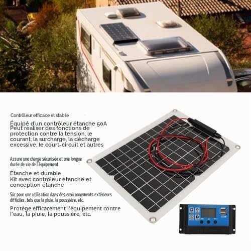Kit de Panneaux Solaires 300W 12V 24V IP67 ¡§|tanche Contr?leur Char 50A pour Camping-car Caravane Bateau Randonn¡§|e Outdoor ¡§|quipements ¡§|lectroniques