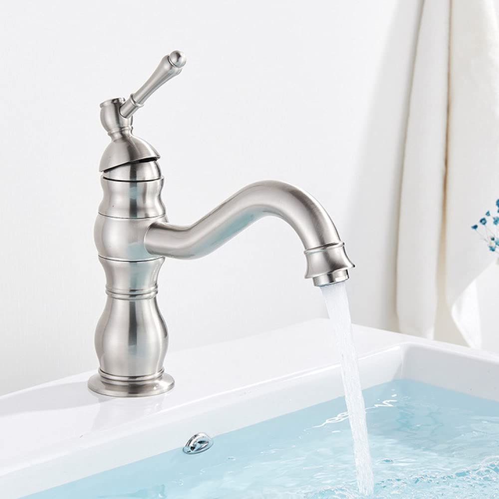 Robinet de salle de bain mélangeur chaud froid en laiton antique pour pont