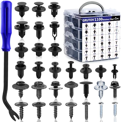 Image of 1101PCS Auto Retainer Clips Assortment Automotive Push Pins Plastic Rivets Car Bumper Clips Xmas Tree Fasteners Kit Most Common Sizes Auto Body Push