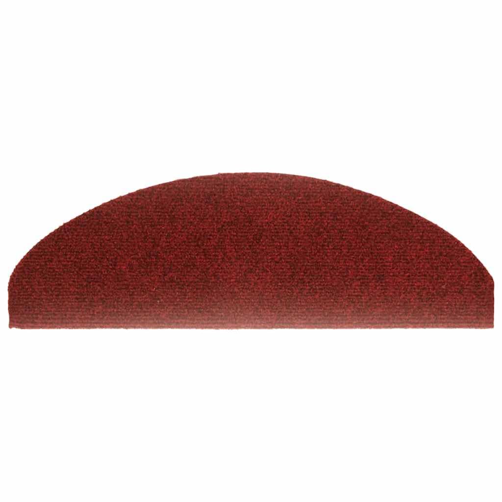 vidaXL Tapis d'escalier Autocollants 10 pièces 65 x 21 x 4 cm Bordeaux Rouge Demi-Rond Grand