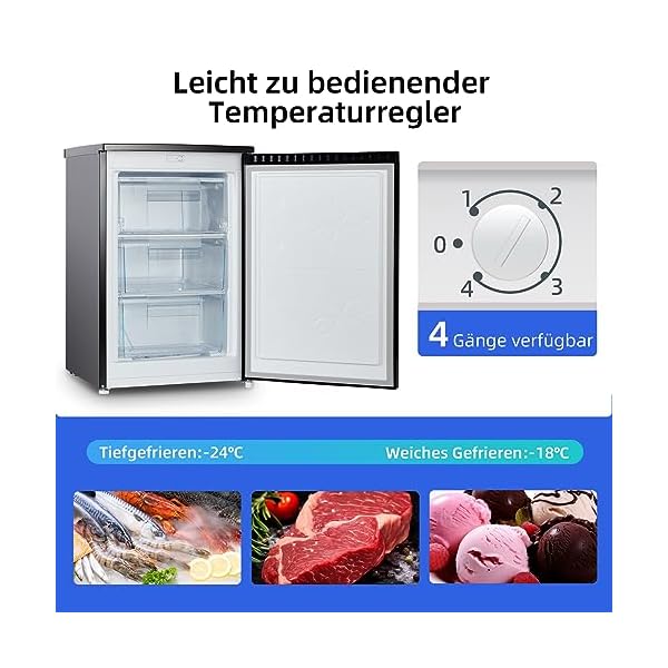 CHiQ Gefrierschränke CSD90D4D | 85 L Gefrierschrank | 4 Sterne Gefrierfach | Einstellbarer Temperaturregler | Starke Gefrierleistung | 12 Jahre Garantie auf den Kompressor [Energieklasse D] – Bild 3