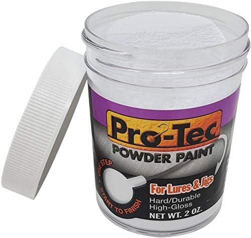 Pro-Tec Powder Paint 2oz – Powder Coating Paint for Jig Heads, Lures, and Tackle – High-Gloss, Easy-to-Use Fishing Lure Paint - White
