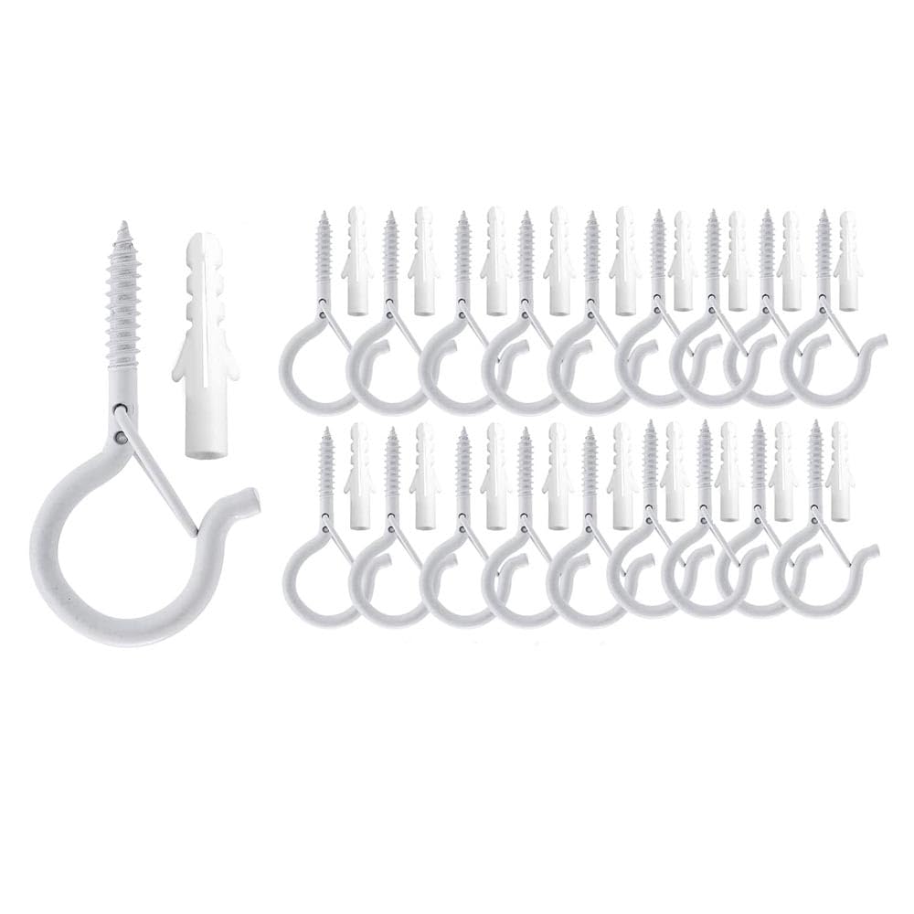Sixstore 20 Pieces Outdoor Q Hanger Easy Release Screw Wire Hanger Hooks Christmas Light Hooks with Safe Buckle for New Year Party Outside Led Wire and Fairy Lights House Garage