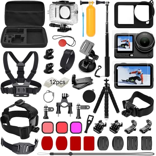 Zubehör Set Kit Bundle für DJI Osmo Action 6 oGoDeal Wasserdicht Schutzhülle Wasserdicht Gehäuse Schnorcheln Zubehör Fahrradhalterung Selfie-Stange Kopfgurt für DJI Osmo