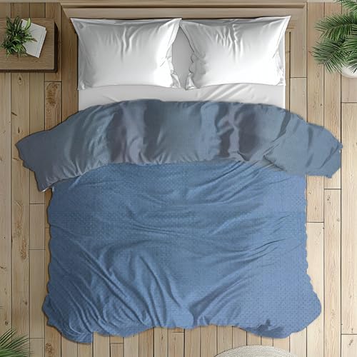 LARA MORADA Copriletto trapuntato Singolo 1 Posto, Primaverile/Estivo, Tinta Unita, Jacquard Double-Face, Made in Italy, Morbida Microfibra, (Blu/Blu Royal, Singolo 1 Posto)