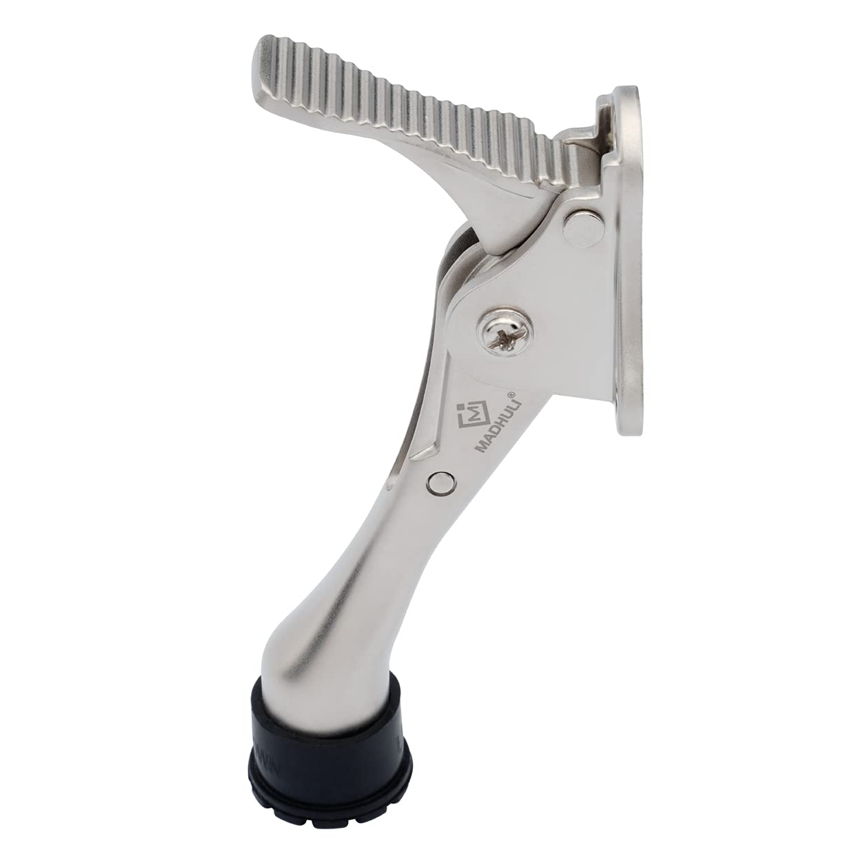 Madhuli Door Stopper Rubber for Main Door, Chrome Finish Door Stop, Solid Metal Door Mounted Door Stopper, Rubber Tip with Adjustable Height Door Catch Holder, Heavy Duty Door Stopper for Home/Office