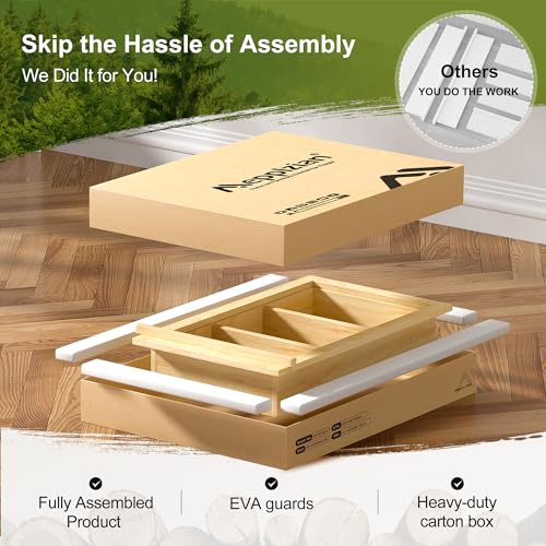 Armario de Medicina Empotrado en Pared de Madera Maciza, Organizador Decorativo para Baño o Sala de Estar, 14x24 pulgadas, Totalmente Armado, Natural miniatura 4