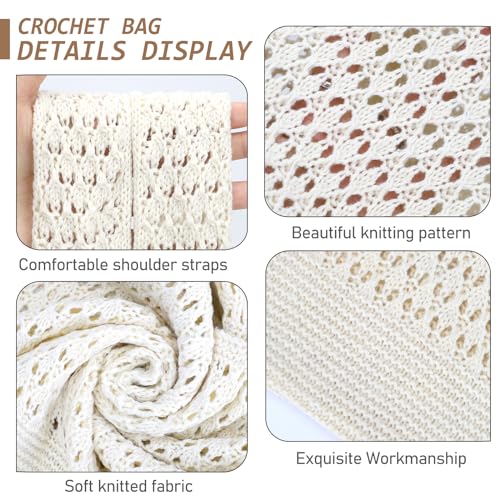 Image of KPX Crochet Tote, Beach Mesh Knitted Shoulder Bag - Large Aesthetic Hobo Bag for Women - Summer