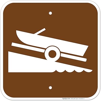 Boat Ramp Sign, 12x12 Inches, 55 mil thick HDPE (high density polyethylene), Made in USA by Sigo Signs