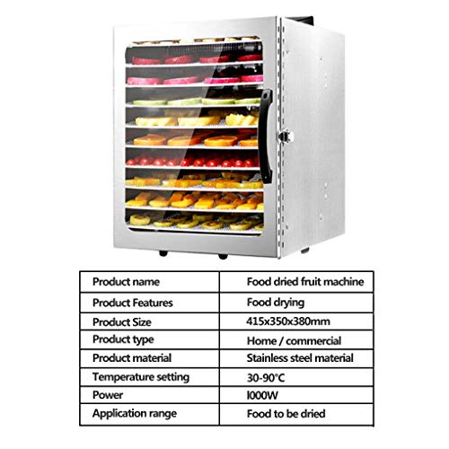 10 Etagen Voller Edelstahl Dörrautomat Obst- Fleisch- Früchte-Trockner Dörrapparat 24 Stunden Timer LED Bedienfeld für… – Bild 3