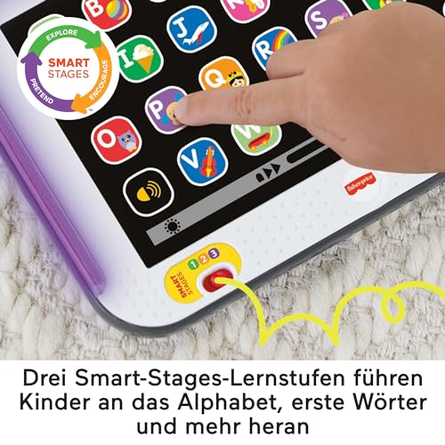 Fisher-Price Lernspaß, Lernspielzeug für Kleinkinder, Smart Stages Tablet Computer-Attrappe mit Musik und Leuchtfunktion für Kinder ab 1 Jahr, deutsche Version, HXB66