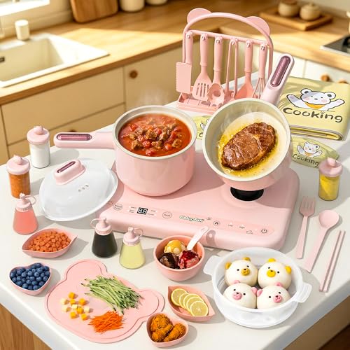 Gotoofun Kids Cooking Sets Real - Multifunctional Dual Stove & Safe Knife Set Montessori Cooking Tools for Beginner Chefs Ages 8-12