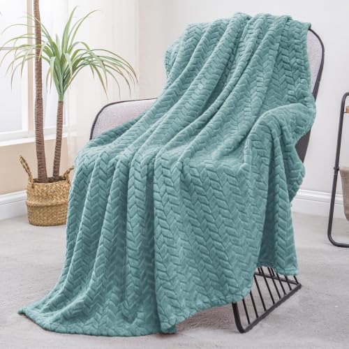 Image of Exclusivo Mezcla Fleece Throw Blanket for Couch Sofa, Celadon Soft Plush Blanket, Lightweight Flannel Throws for All Seasons, 50x70 Inches