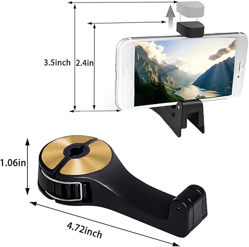 Miniatura 2 de Paquete de 2 ganchos para reposacabezas de automóvil con rotación de 360 con soporte para teléfono, organizador de asiento trasero, reposacabezas 2