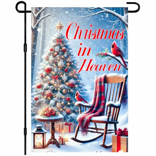 Image of BlissYard Christmas Garden Flag 12x18 Inch Memorial Red Bird Yard Decor