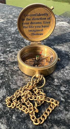 Brújula de bolsillo personalizada de latón con caja - Brújulas marinas grabadas - Brújula antigua personalizada - Regalo para esposo y esposa miniatura 5
