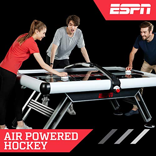 ESPN Sports Air Hockey Game Table: 84 Inch Indoor Arcade Gaming Set with Electronic Overhead Score System, Sound Effects (AWH084_218E)
