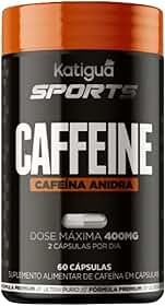 Katiguá, Caffeine, Cafeína Anidra, Sem sabor, Vegan products, 60 Cápsulas rígidas • 60 doses, Preto