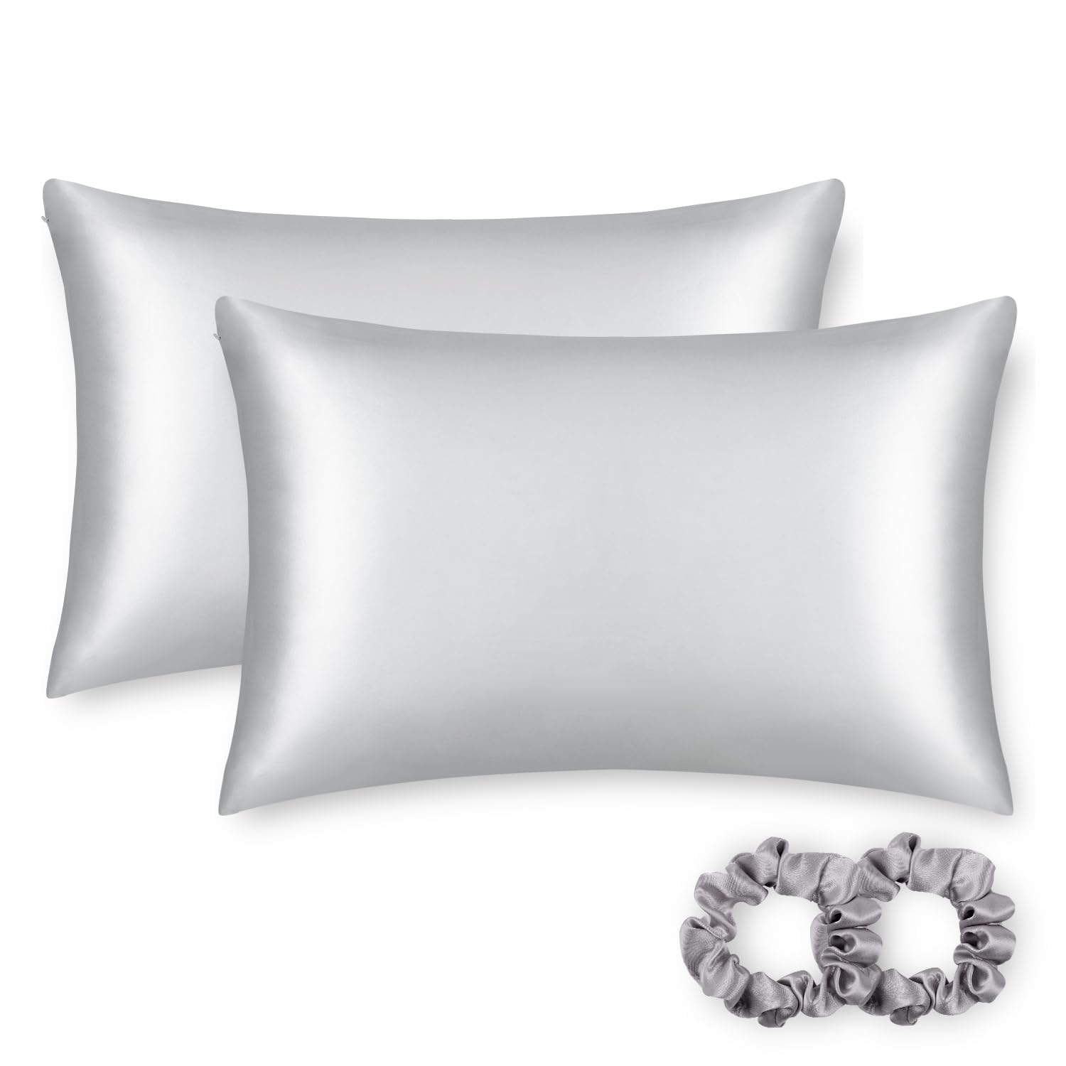 ALASKA BEAR Silk Pillowcase for Hair and Skin, Set of 2 Pure Genuine 22 Momme Mulberry Silk Pillow Cases Queen Size for Bliss Sleep Better Than Poly