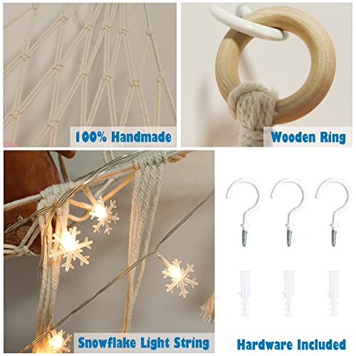 Rorjoy Stuffed Animal Net Or Hammock, Big Size Plush Toy Net Hammock With Decorative String Light, Corner Stuffed Animal Hammock Hanging Storage Holder, Nursery Play Room Bedroom Kid Room Decor #TOP5