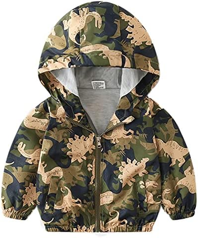 lymanchi Toddler Baby Boy Camouflage Dinosaur Hooded Zip Casual Windproof Jacket 769 2T