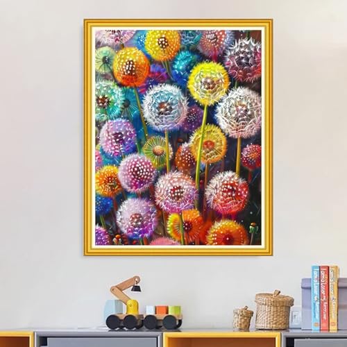 Image of Magxvouy Cross Stitch Kits Stamped Full Range of Embroidery Kits,Cross Stitch Patterns Needlework Kits for Beginners 11CT Printed Kits&Colorful Dandelion 16x20 inch