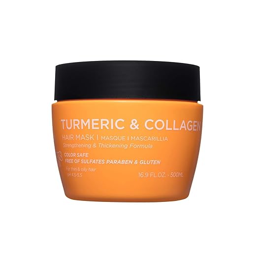 Luseta Turmeric & Collagen Hair Mask Thickening Hair Treatment for Thin and Oily Hair, Nourish Scalp, Frizz Control & Add Shine, Sulfate Free