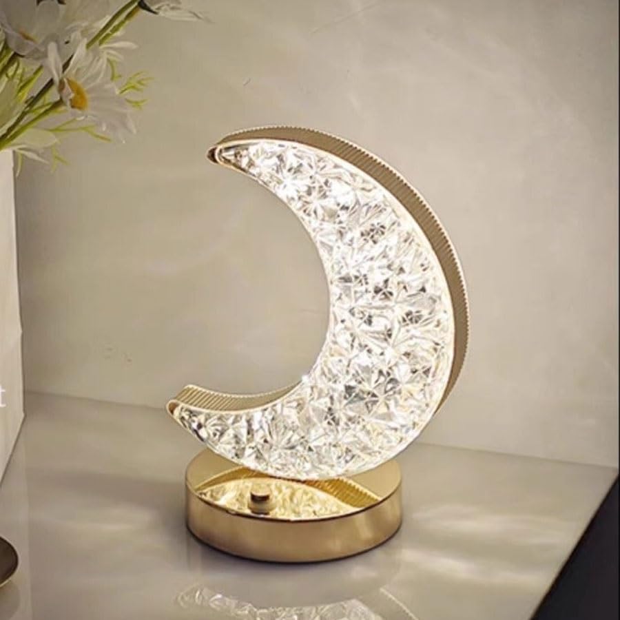 Lampka biurkowa Lampa biurkowa Crystal Moon, sypialnia główna, oświetlenie nastrojowe, prosta dekoracja Lampka nocna