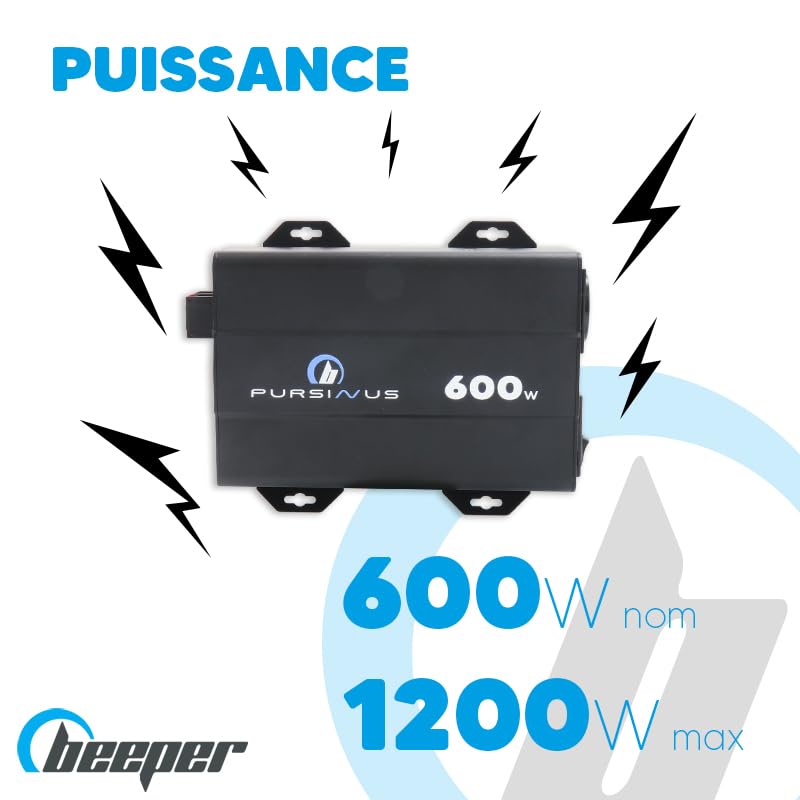 Convertisseur Pur Sinus 600W Beeper PS-HP600-12V vers 220V avec écran LCD - 2