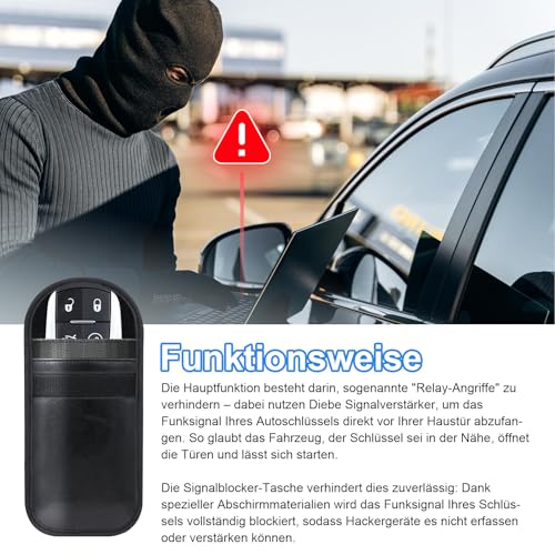 MONOJOY Abschirmtasche-Tasche für Auto-Funkschlüssel,Autoschlüssel Hülle 2er-Set,Faraday Bags,keyless go Schutz,Autoschlüssel Schutz Keyless,Auto Diebstahlschutz,Schlüsseltasche Schwarz,Auto zubehör