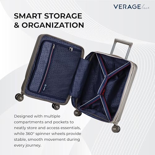 Image of Verage Luxe Leader 56 cm Cabin Size Expandable Hardsided Luggage with USB Port, TSA Lock, Laptop Compartment & Silent Dual Wheels (20,Titanium Gold)