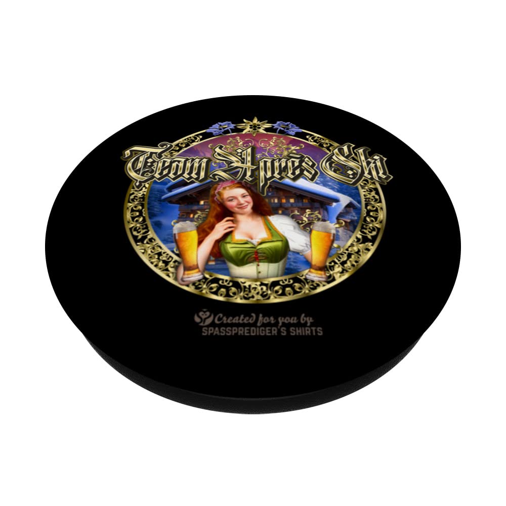 Après Ski Design Chalet Girl in Dirndl Dress Team Après Ski PopSockets Swappable PopGrip, Black - Image 2