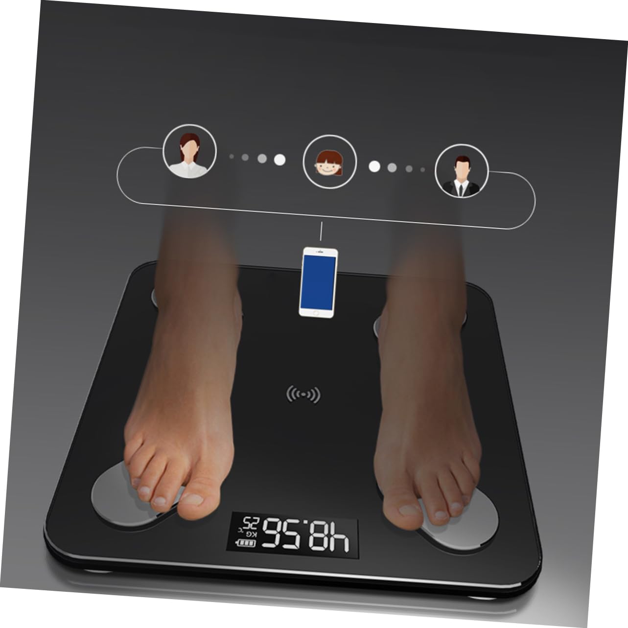 Baluue Báscula Electrónica Inteligente para Grasa Corporal y Peso Corporal Balanza Digital de Cuerpo con Tecnología Inalámbrica Báscula de Bioimpedancia para Seguimiento de Salud Casa