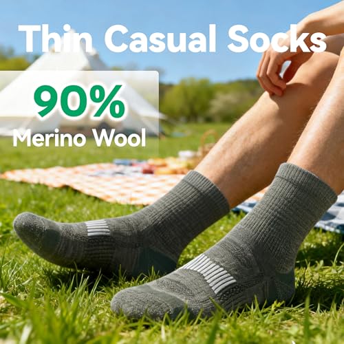 Image of 3 Pairs 90% Merino Wool Ankle Socks, Thin All-Season Casual Soft Breathable for Men Women