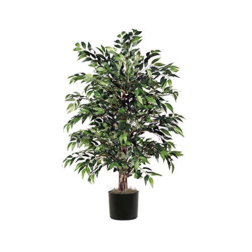 Vickerman Everyday 4' Artificial Green Smilax Bush in a Black Plastic Pot - Lifelike Home Office Decor - Faux Indoor Potted Bush