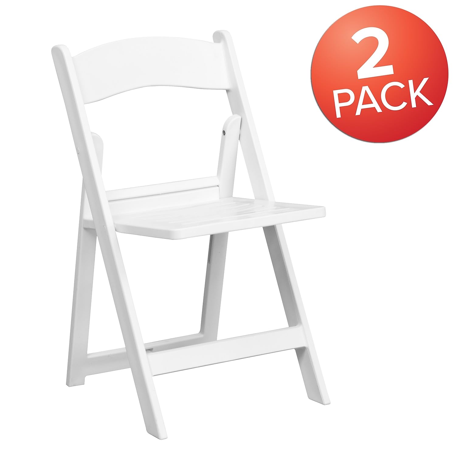 Flash Furniture HERCULES Sedia Pieghevole In Resina Bianca – Portata 453 Kg, Seduta A Doghe Per Esterno/Interno