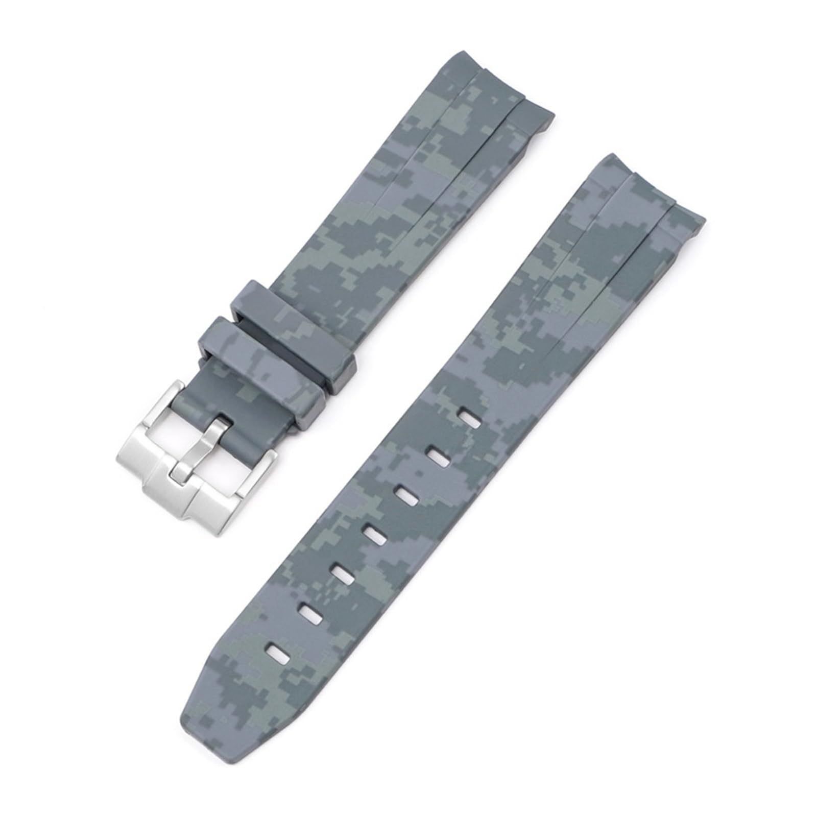 Naturalny fluor gumowy pasek do zegarka 20mm zakrzywiony koniec wymiana paska Rolex nowe paski do zegarków RPG Green Submariner Explorer 2, Kolor szary, 20mm