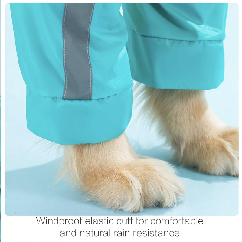 Kryrinl Dog Raincoat with Hood - Waterproof Jacket with Leash Hole, Lightweight, Yellow and Blue, 7XL for Medium and Large Dogs