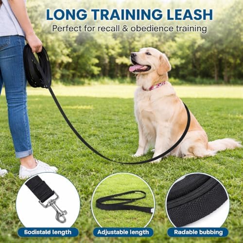 Long Dog Training Leash for Recall & Obedience, 20ft 30ft 50ft Durable Nylon Agility Lead for Outdoor Play Camping Hiking — view 2