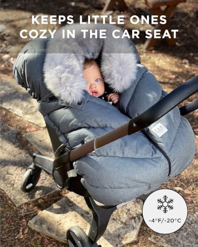 Image of 7AM Enfant Car Seat Covers - Cocoon Baby Cover for Boys & Girls, Rain & Snow Repellent, Breathable Windproof, Center Zipper, Universal Fit for Infant Car Seat (0-12M) (Tundra)