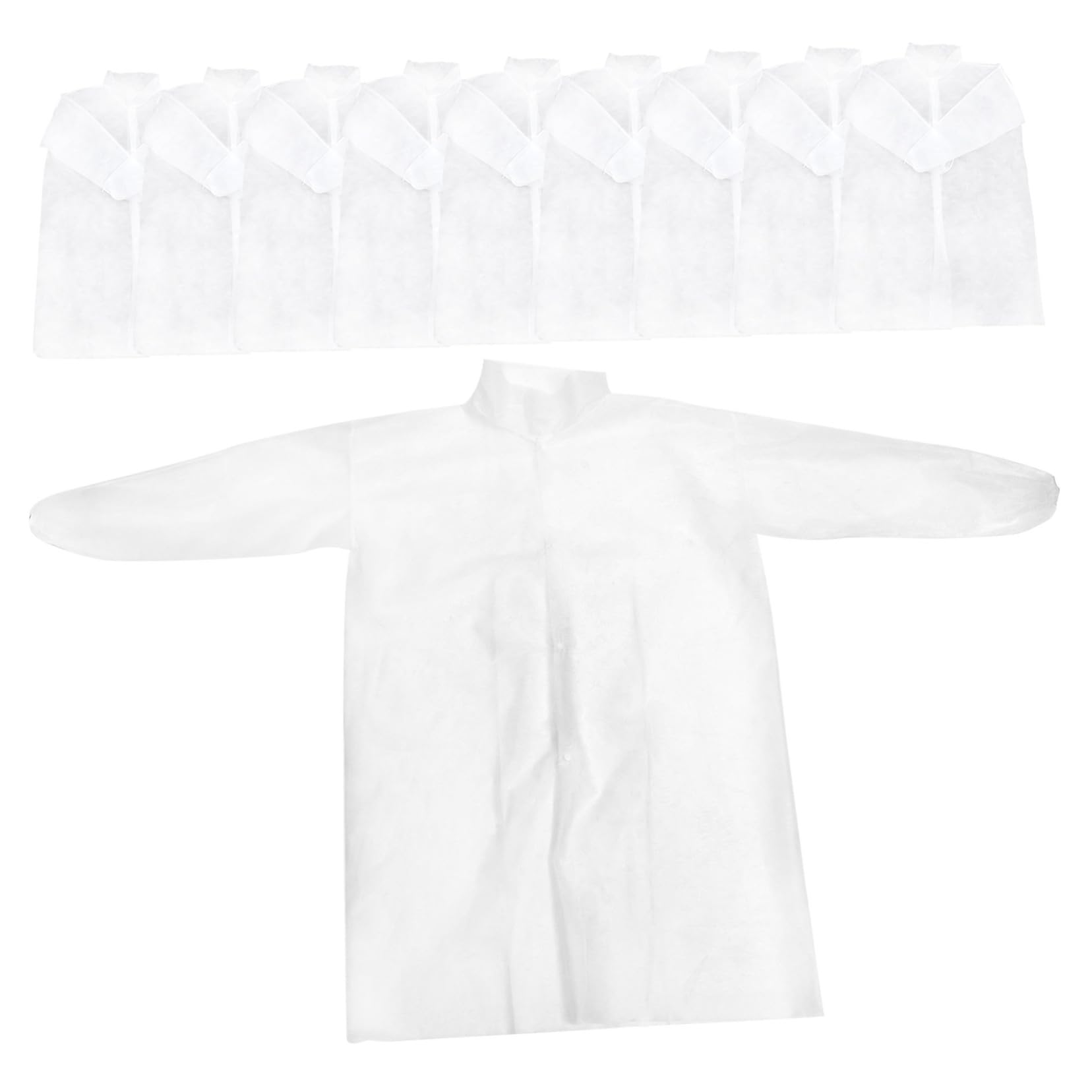 GALPADA Lab Coat Monouso Bianco Non Tessuto, Facile da Indossare e Togliere, per Manutenzione e Lavorazione Alimentare, Confezione da 10 Pezzi Stile Casuale